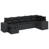 vidaXL Salon de jardin 7 pcs avec coussins noir r&eacute;sine tress&eacute;e