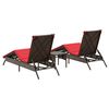 vidaXL Chaises longues lot de 2 avec table marron résine tressée