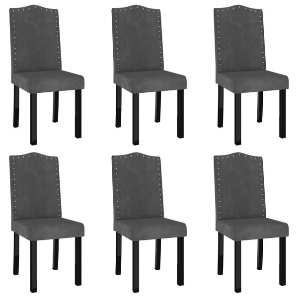 vidaXL Chaises &agrave; manger lot de 6 gris fonc&eacute; velours
