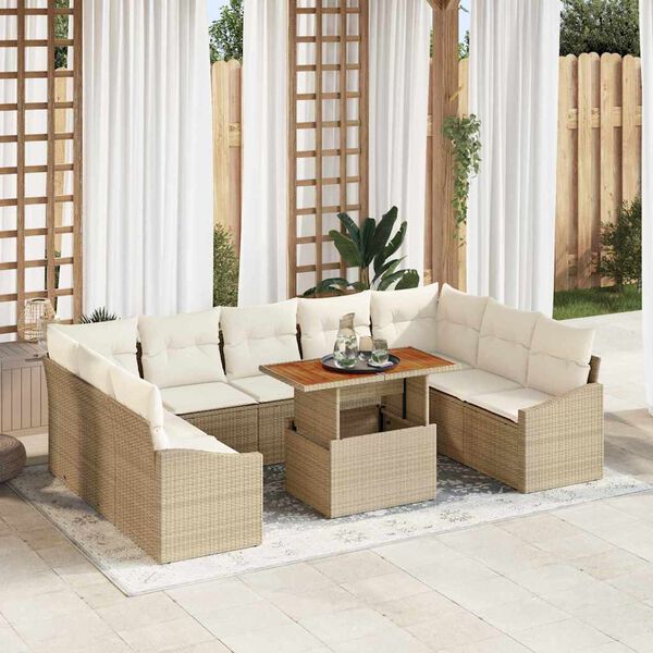 vidaXL Ensemble de salle &agrave; manger pour jardin 10 pcs Beige et cr&egrave;me