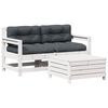 vidaXL Salon de jardin 3 pcs avec coussins blanc bois de pin massif
