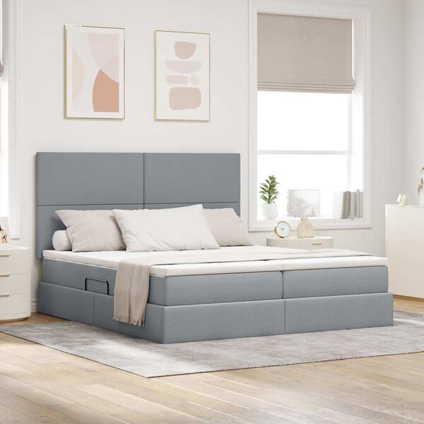 vidaXL Lit de Rangement Gris clair 180 x 200 cm Cuir synth&eacute;tique