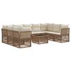vidaXL Ensemble de canap&eacute; de jardin 10 pc Beige polyrotin