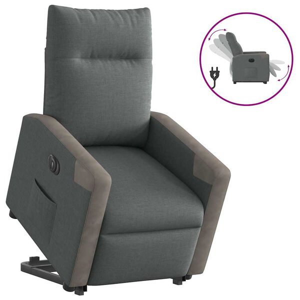 vidaXL Fauteuil inclinable &eacute;lectrique gris fonc&eacute; tissu