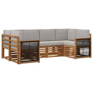 vidaXL Ensemble de canap&eacute; d'angle 5 pcs Naturel et gris clair