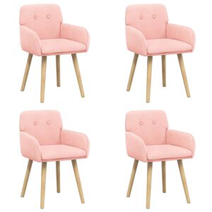 vidaXL Chaises de salle &agrave; manger 4 pc Boucl&eacute; Rose 59 x 56,5 x 85 cm