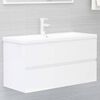 vidaXL Ensemble de meubles de salle de bain Blanc brillant Agglom&eacute;r&eacute;
