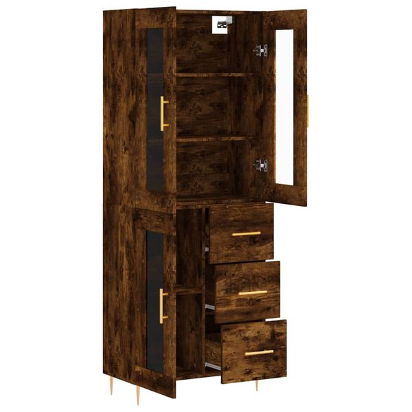 vidaXL Buffet haut Ch&ecirc;ne fum&eacute; 69,5x34x180 cm Bois d'ing&eacute;nierie
