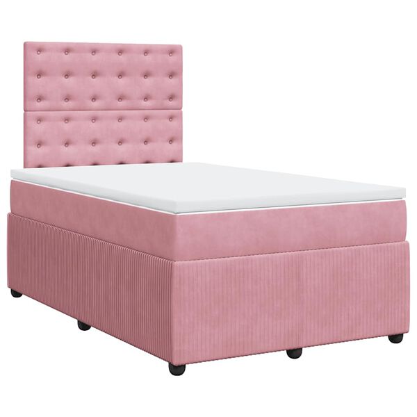 vidaXL Sommier &agrave; lattes de lit avec matelas Rose 120x200 cm Velours