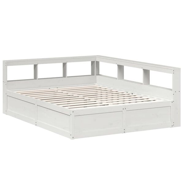 vidaXL Lit biblioth&egrave;que sans matelas blanc 150x200 cm bois pin massif
