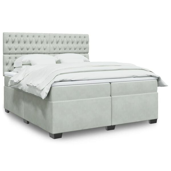 vidaXL Sommier &agrave; lattes de lit et matelas Gris clair 200x200cm Velours