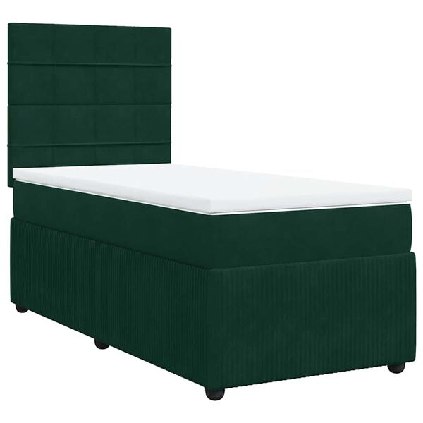 vidaXL Sommier &agrave; lattes de lit avec matelas Vert fonc&eacute; 100x200 cm