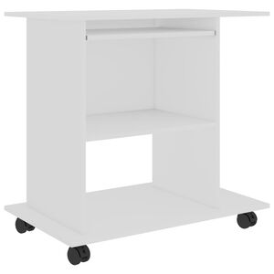vidaXL Bureau d'ordinateur Blanc 80x50x75 cm Bois d'ing&eacute;nierie