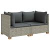 vidaXL 2 pc Ensemble de Salon en Rotin avec Coussins GENDT Gris Kubu