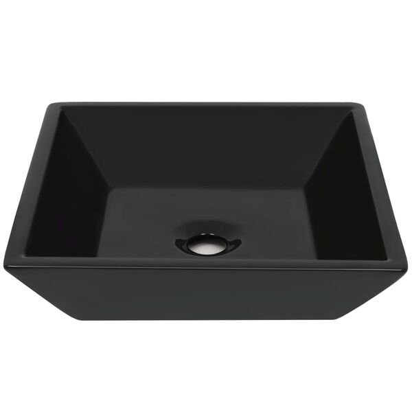 vidaXL Lavabo C&eacute;ramique carr&eacute; Noir 41,5 x 41,5 x 12 cm