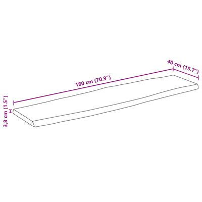 vidaXL Dessus de table 180x40x3,8 cm bord vivant bois massif manguier