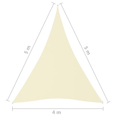 vidaXL Voile de parasol tissu oxford triangulaire 4x5x5 m crème