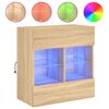 vidaXL Meuble TV mural avec lumi&egrave;res LED ch&ecirc;ne sonoma 58,5x30x60,5 cm