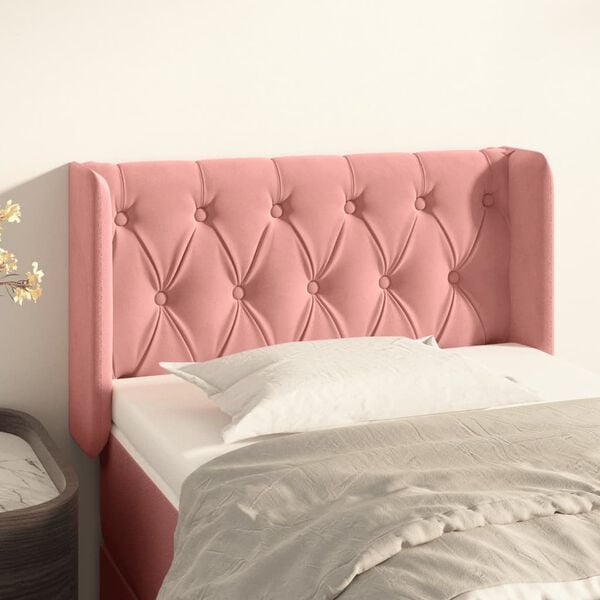 vidaXL T&ecirc;te de lit avec oreilles Rose 83x16x78/88 cm Velours