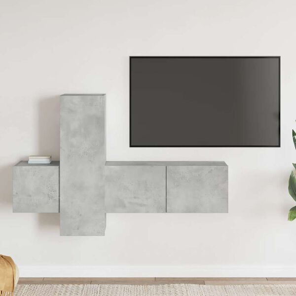 vidaXL Ensemble de meubles TV 3 pcs Gris b&eacute;ton Bois d'ing&eacute;nierie