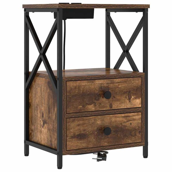 vidaXL Cabinet de chevet Ch&ecirc;ne fum&eacute; 40 x 31 x 60 cm Bois d'ing&eacute;nierie