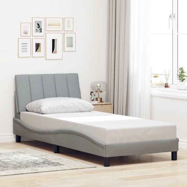 vidaXL Cadre de lit sans matelas Hanko gris clair 90x190 cm tissu