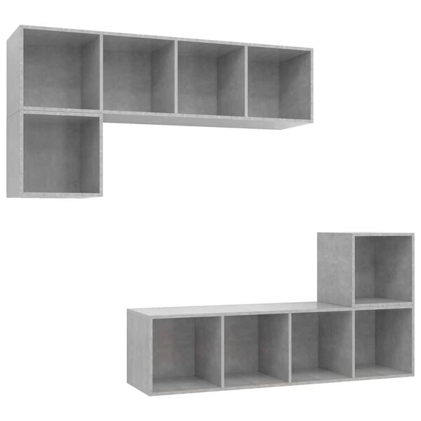 vidaXL Ensemble de meuble TV 4 pcs Gris b&eacute;ton Bois d'ing&eacute;nierie