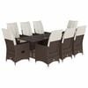 vidaXL Ensemble &agrave; manger de jardin et coussins 9 pcs marron poly rotin