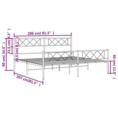 vidaXL Cadre de lit métal sans matelas et pied de lit blanc 200x200 cm