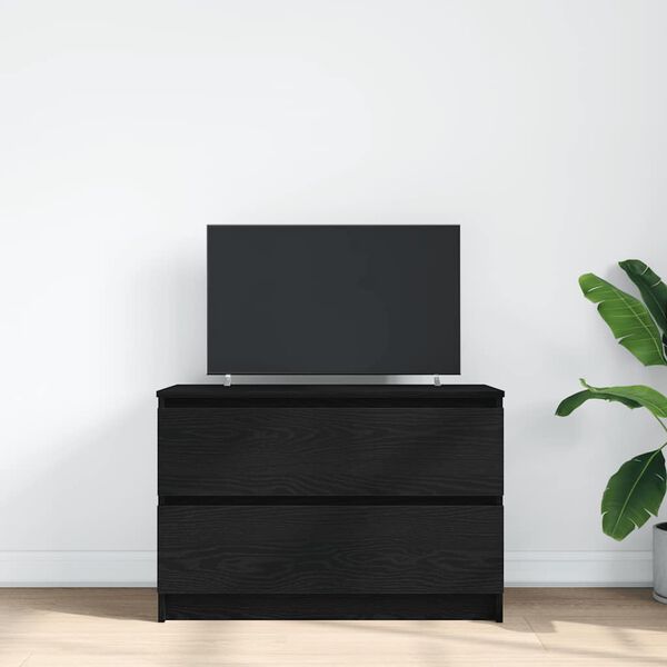 vidaXL Meuble TV noir 80x35x54 cm bois d'ing&eacute;nierie