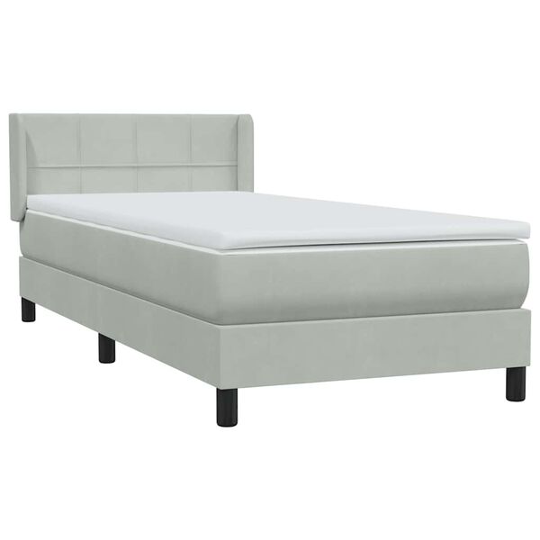 vidaXL Sommier &agrave; lattes de lit et matelas gris clair 90x210 cm velours