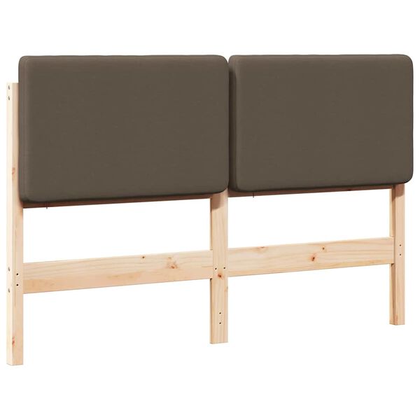 vidaXL T&ecirc;te de lit capitonn&eacute;e Marron et Taupe 135 cm Pin massif