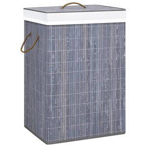 vidaXL Panier &agrave; linge avec une seule section bambou gris