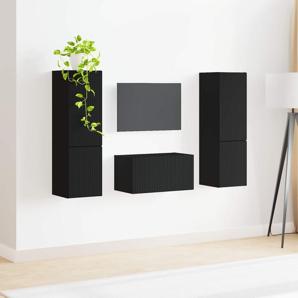 vidaXL Ensemble meuble TV 5 pcs Noir Bois d'ing&eacute;nierie