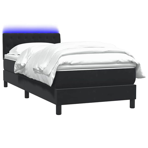 vidaXL Sommier &agrave; lattes de lit avec matelas et LED noir 80x220 cm velours