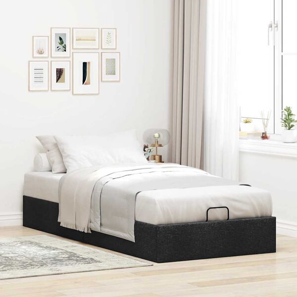vidaXL Cadre de lit ottoman sans matelas noir 90x190 cm tissu