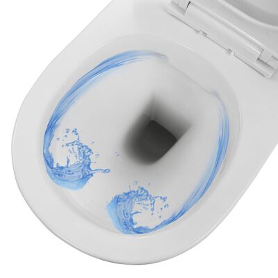vidaXL Toilette suspendue au mur sans rebord Céramique Blanc