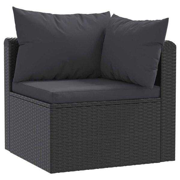 vidaXL Canap&eacute;s de jardin 3 pcs avec coussins R&eacute;sine tress&eacute;e Noir