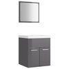 vidaXL Ensemble de meubles de salle de bain Gris brillant Agglom&eacute;r&eacute;