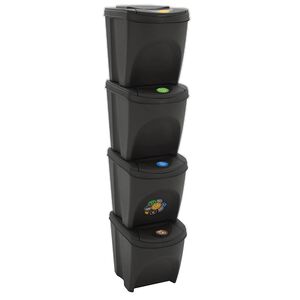 vidaXL Poubelles &agrave; ordures empilables 4 pcs Gris 100 L Polypropyl&egrave;ne