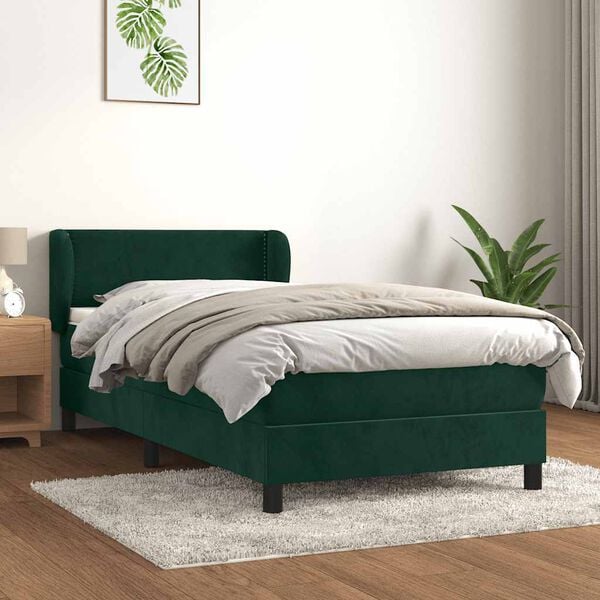 vidaXL Sommier &agrave; lattes de lit et matelas Vert fonc&eacute; 80x200 cm Velours