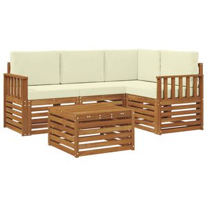 vidaXL Ensemble de canap&eacute;s d'ext&eacute;rieur 5 pc Naturel et Cr&egrave;me Polyester