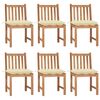 vidaXL Chaises de jardin lot de 6 avec coussins Bois de teck massif