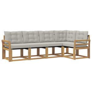 vidaXL Ensemble de canap&eacute;s d'ext&eacute;rieur 5 pcs Blanc et gris clair