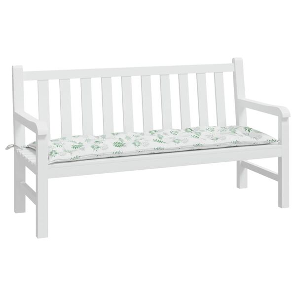 vidaXL Coussin de banc de jardin motif de feuilles 150x50x7 cm