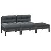 vidaXL Salon de jardin 3 pcs avec coussins Gris Bois de pin massif