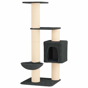 vidaXL Arbre &agrave; chat avec poteaux &agrave; griffer en sisal Gris fonc&eacute; 137 cm