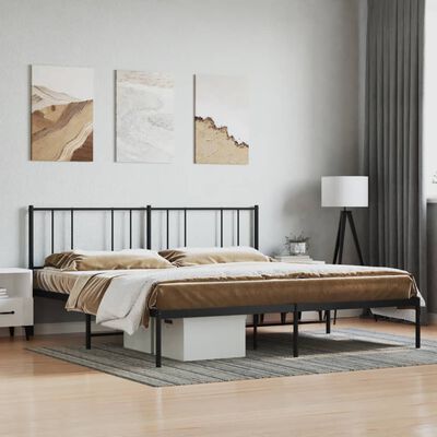vidaXL Cadre de lit métal avec tête de lit noir 200x200 cm