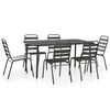 vidaXL Ensemble &agrave; manger d'ext&eacute;rieur 7 pcs Acier Gris fonc&eacute;
