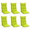 vidaXL Coussins de chaise &agrave; dossier haut lot de 6 vert vif